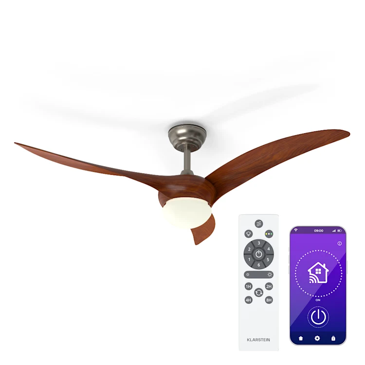 پنکه سقفی هوشمند مدل klarstein Monteverde Smart - با نور LED و کنترل از راه دور با طراحی کلاسیک مدرن